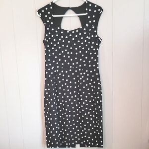 NWT WHBM Black And White Polka Dot Pencil Dress With Sweetheart Neckline, Size 6